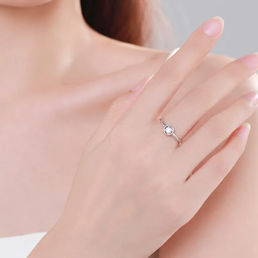 Title 4, Anel feminino em prata esterlina S925 com zircô...