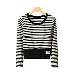 Early Autumn Contrast Color Striped Hot Girl Long Sleeve Top. Stylish and comfortable, perfect for a trendy and fashiona — photo 5
