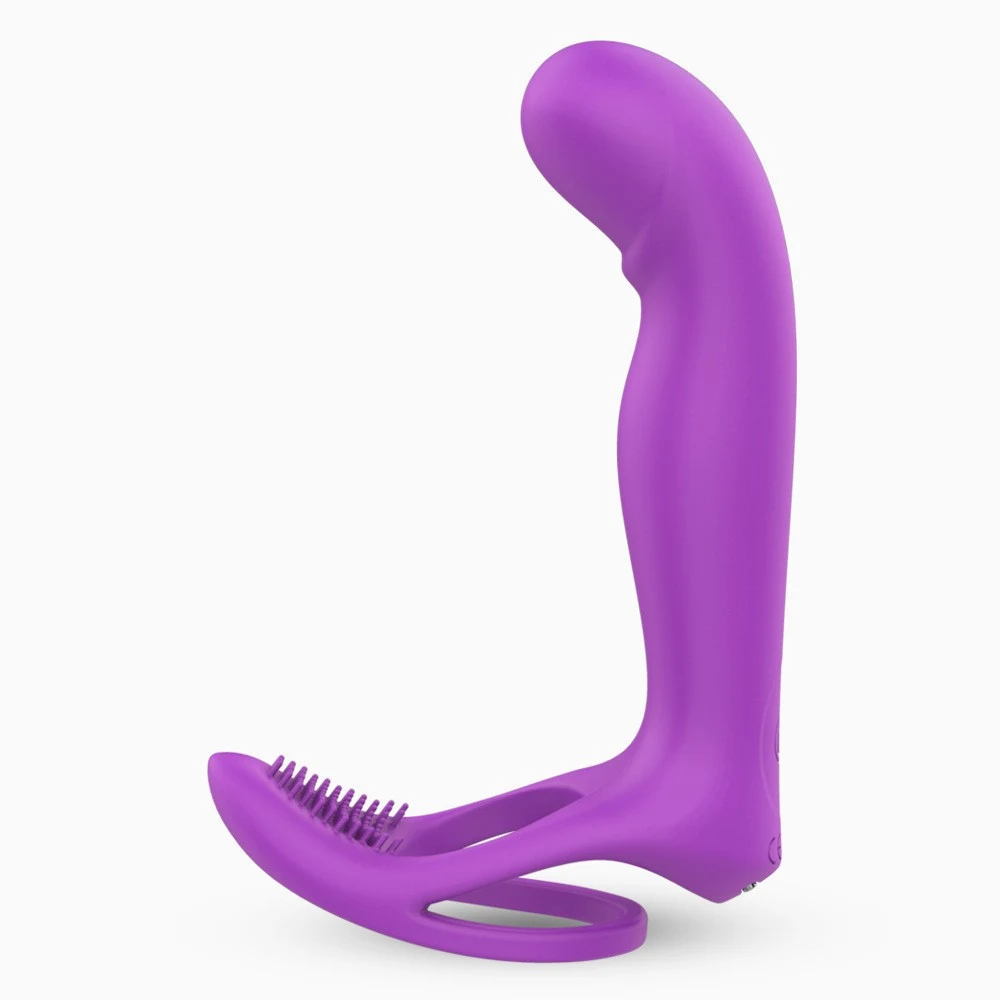 Massageador de próstata de dupla camada para homens e mulheres, controle remoto, plug duplo, anel ferradura, trava de esperma — foto 4