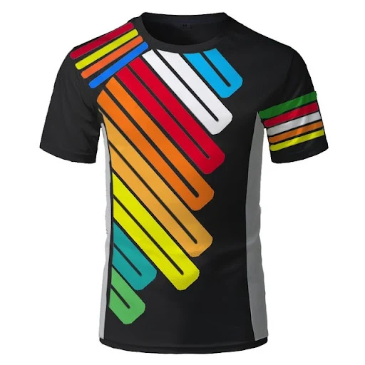Title 10, New Mens Summer D Digital Printing Stripe Mult...
