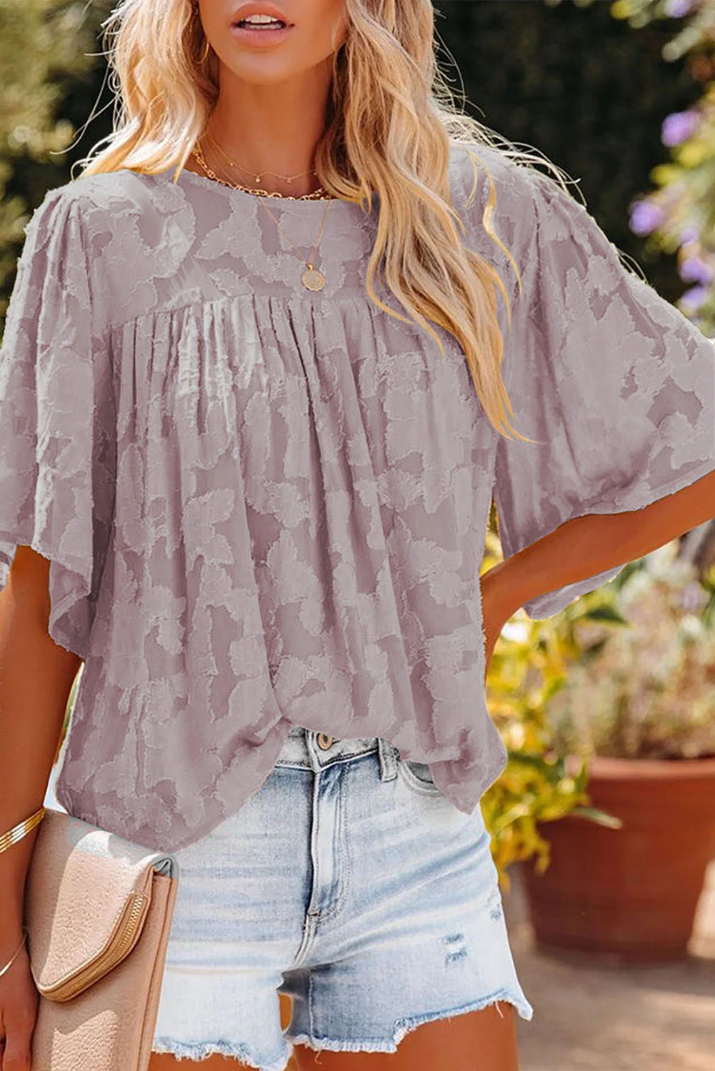 Title 4, Womens Half Sleeve Lace Shirt Loose Round Neck...