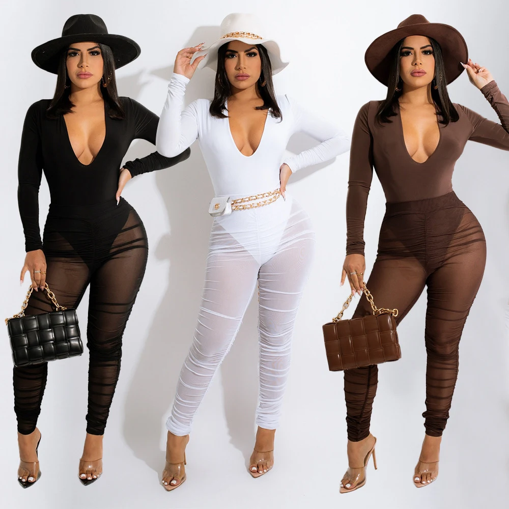 Completo due pezzi donna maniche lunghe in mesh, traspirante ed elegante, perfetto per occasioni speciali ed eventi, offre comfort e un look alla moda. — foto 12