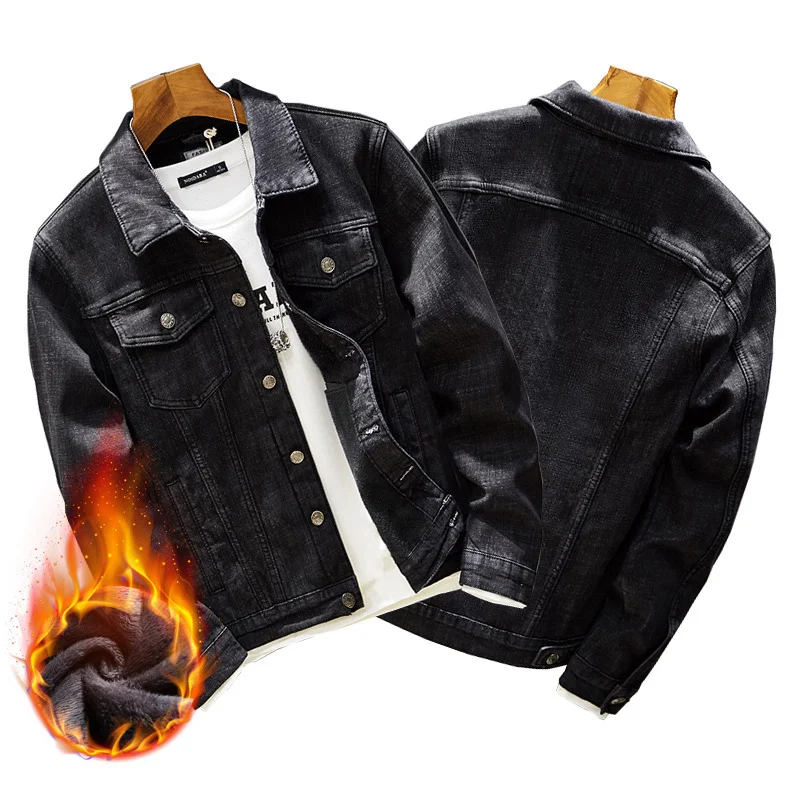 Title 4, Thicken Mens Denim Jacket Mens Winter Warm Ja...