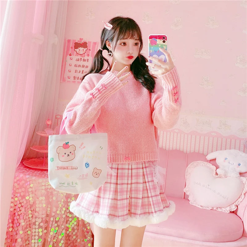 Kışlık Kawaii Pileli Mini Etek Kadın Kore Modası Ekose Kısa Etek, Şık ve Rahat Bir Kış Görünümü İçin İdeal — Fotoğraf 4