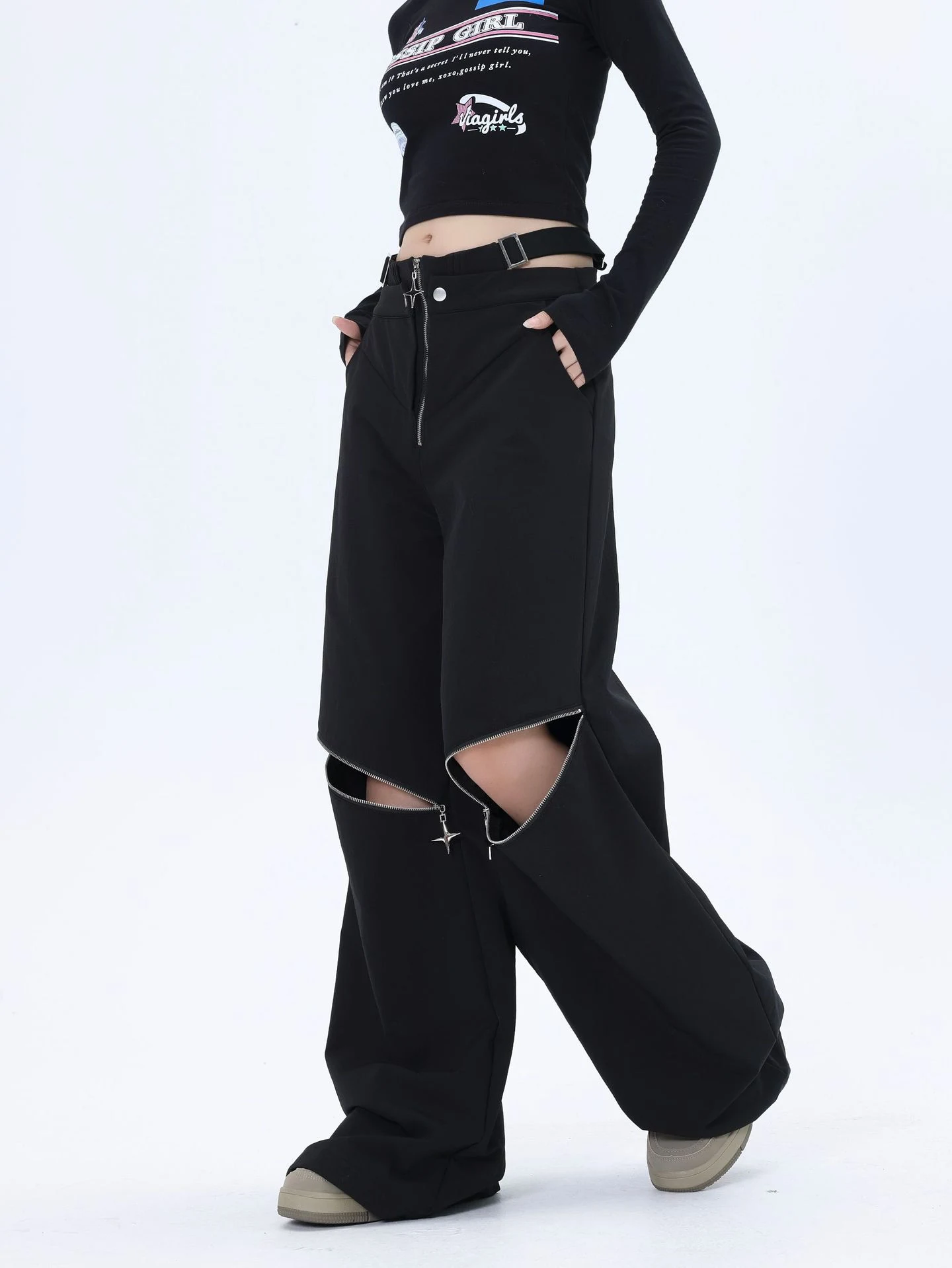Title 11, American Hot Girl Black Cargo Pants for Women Y...