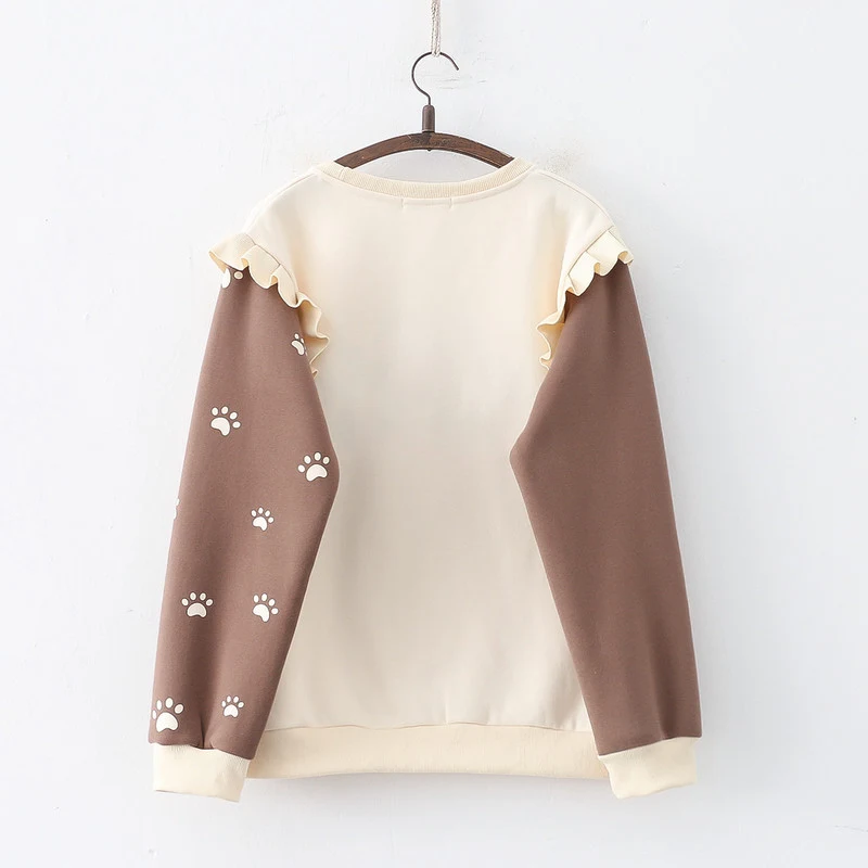 Dames Cartoon Beren Geborduurde Fleece gevoerde Dikke Trui Crew Neck Top, warm en comfortabel voor de winter, perfect voor dagelijks gebruik. — foto 5
