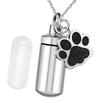 Colar pingente urna cilíndrica em aço titânio para cinzas de animais, frasco perfume aberto, joia memorial, lembrança pessoal. — foto 2