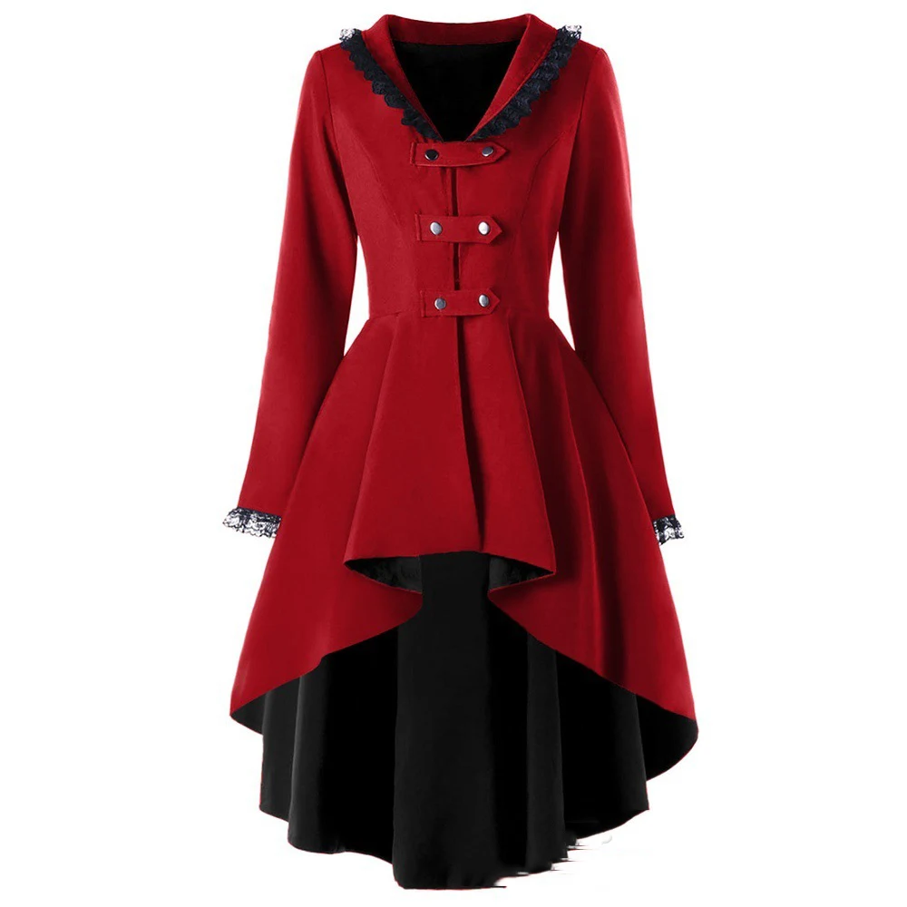 Cappotto retrò lungo con orlo irregolare, perfetto per uno stile unico ed elegante. Ideale per un look alla moda e sofisticato. — foto 2