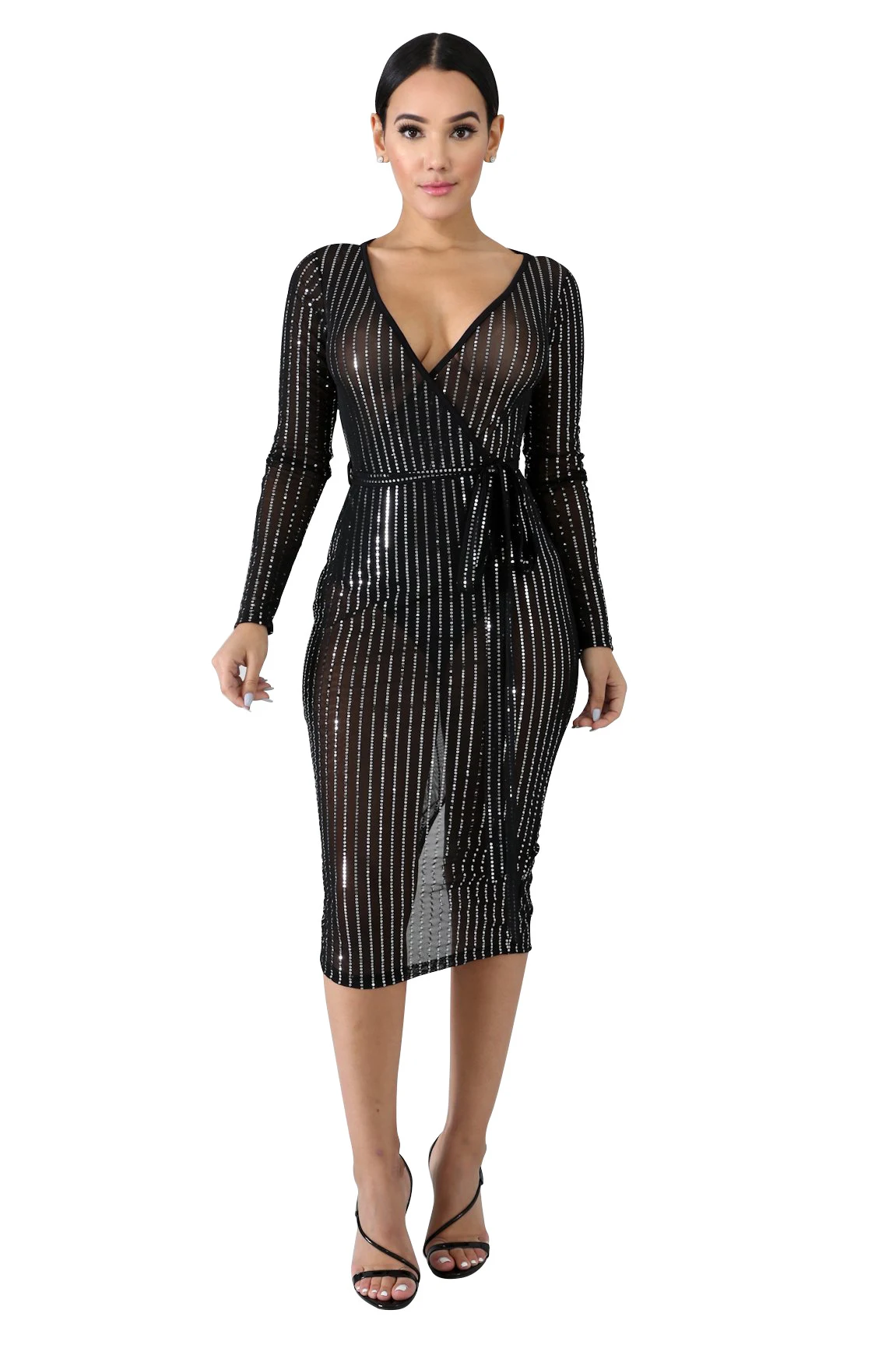 Title 8, Deep V dress with screen punch