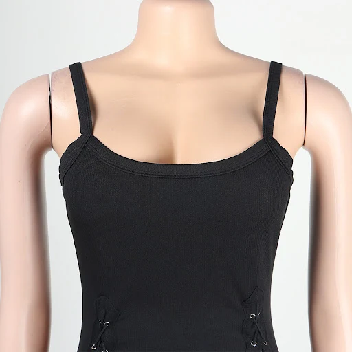 Title 21, Sling-jurk voor dames met kleine V-hals en vete...