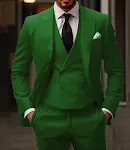 Groen plus size trouwpak, driedelig. Perfect voor bruidegoms en getuigen, ideaal voor formele gelegenheden. — foto 2