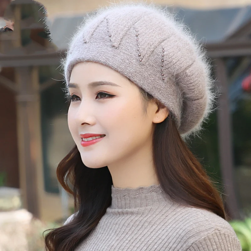 Title 10, Womens Trendy All Match Rabbit Fur Wool Hat
