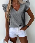Short sleeve stripe printed shirt. Lightweight and breathable, perfect for warm weather. Comfortable and stylish, ideal — photo 1