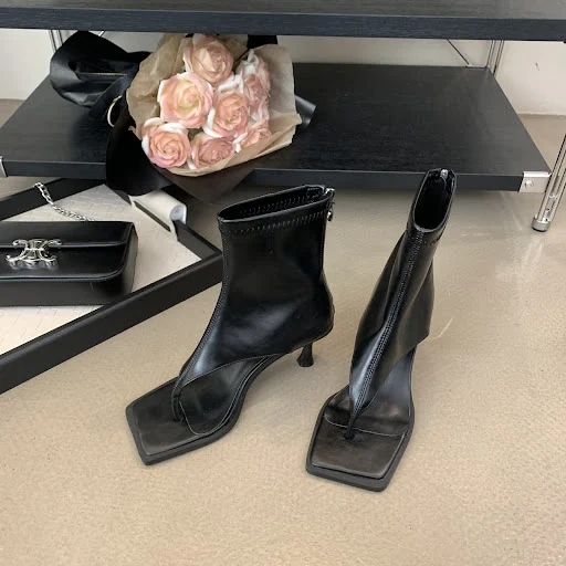Title 8, Open toe high heel square toe boots. Stylish an...