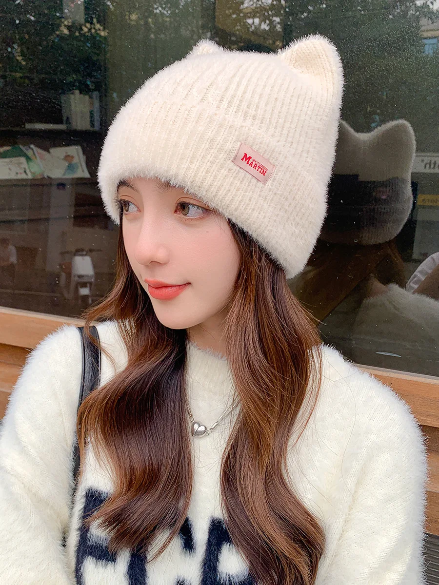 Title 9, Winter Mink Cat Ears Plush Girls Cap Warm Ear ...