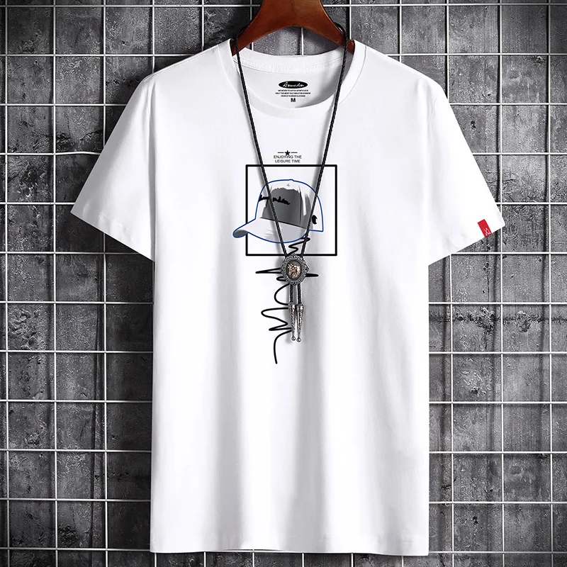 Title 5, Short-sleeved T-shirt Mens Summer Cotton Loose...