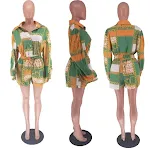 Women's Casual Long-sleeved Shirt Shorts Printed Two-piece Suit, offering comfort and style for everyday wear, perfect f — photo 5