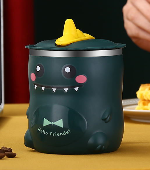 304 Stainless Steel Student Anti-Fall Mug With Lid and Straw, Cartoon Design, Children's Kindergarten Water Cup for Safe — photo 5