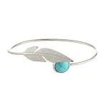 Mujeres Retro Blue Nature Stone Feather Pulsera — foto 10