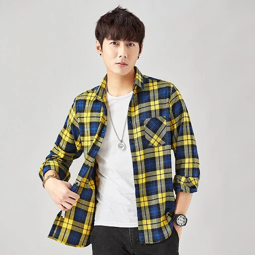 Title 6, Camisa de flanela casual masculina manga longa....