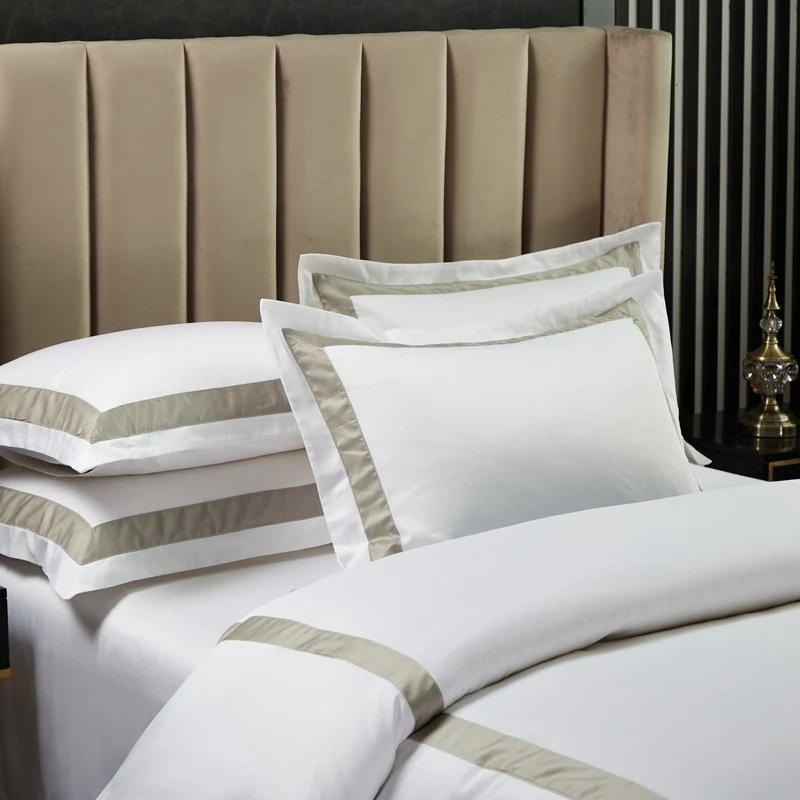 Jogo de cama Suite Cetim Branco Algodão Puro, conforto de hotel de alta qualidade, quatro peças, luxo e elegância. — foto 3