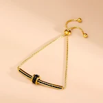 Pulseira de aço titânio com diamante negro, cintura pequena, design elegante e durável. Perfeita para um visual sofisticado e moderno. — foto 3