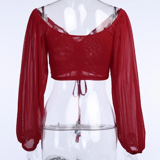 Title 13, Top in rete a maniche lunghe con coulisse, vers...