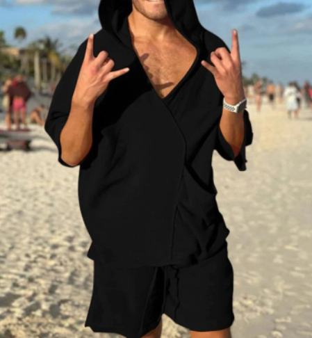 Three-Quarter Sleeve Top & Elastic Shorts Loose Leisure Suit, Providing Comfort and Style for Casual Days and Relaxed Ou — photo 4
