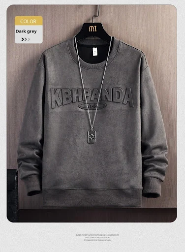Title 13, Suede round neck sweater loose casual. Comforta...