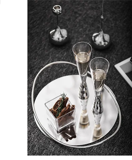 Title 14, Wooden Stainless Steel Mirror Tray for Living R...