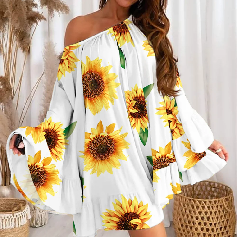 Abito donna con foglie di loto sciolte, temperamento femminile. Perfetto per un look sofisticato e confortevole, ideale per ogni occasione. — foto 3