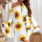 Abito donna con foglie di loto sciolte, temperamento femminile. Perfetto per un look sofisticato e confortevole, ideale per ogni occasione. — foto 3
