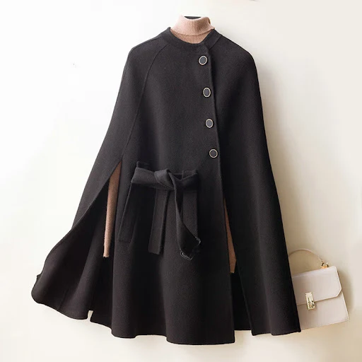 Title 2, Cloak-style Loose Wool Double-faced Woolen Coat