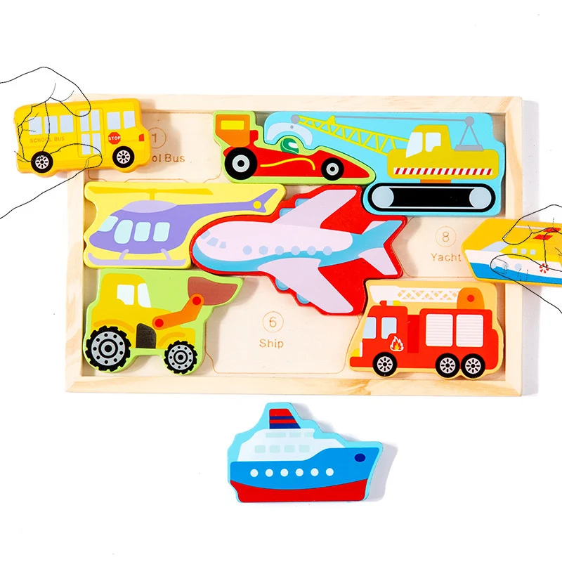Title 4, Cartoon Animal Fruit Ocean 3D Wooden Puzzle Boa...