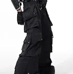 Dark three-dimensional multi-pocket slacks provide efficient storage and a stylish look. Perfect for everyday wear, offe — photo 1