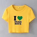 Street Style hipster I Love IRISH BOYS kort slim-fit T-shirt met korte mouwen — foto 9