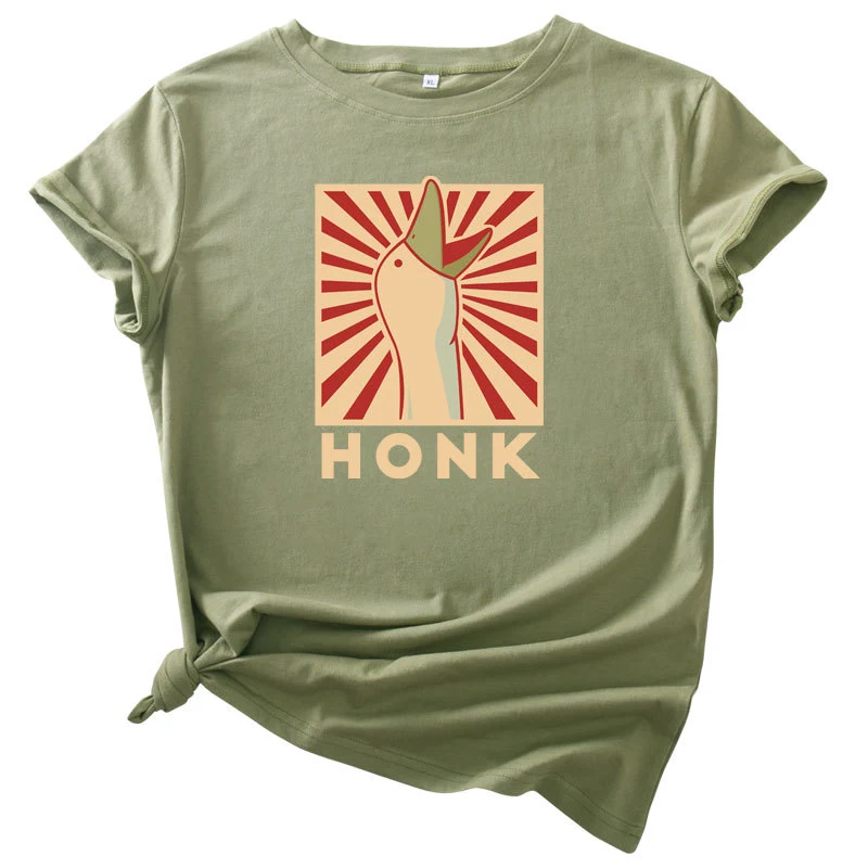 T-shirt a maniche corte in cotone casual con stampa girocollo vintage HONK — foto 17