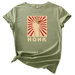 T-shirt a maniche corte in cotone casual con stampa girocollo vintage HONK — foto 17