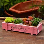 Caixa de armazenamento de madeira rústica para mesa, tiras longas, suculentas, vasos, caixa de cartas, dispositivo floral. — foto 2