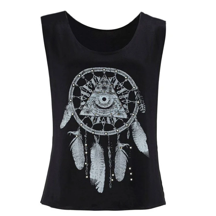 Title 3, Camiseta informal sin mangas con estampado de p...