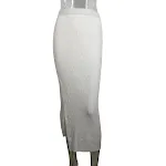 Summer Sexy High Waist Skirt Knitted Slit Midi White Sheath – perfect for a hot summer look, stylish and comfortable. — photo 3