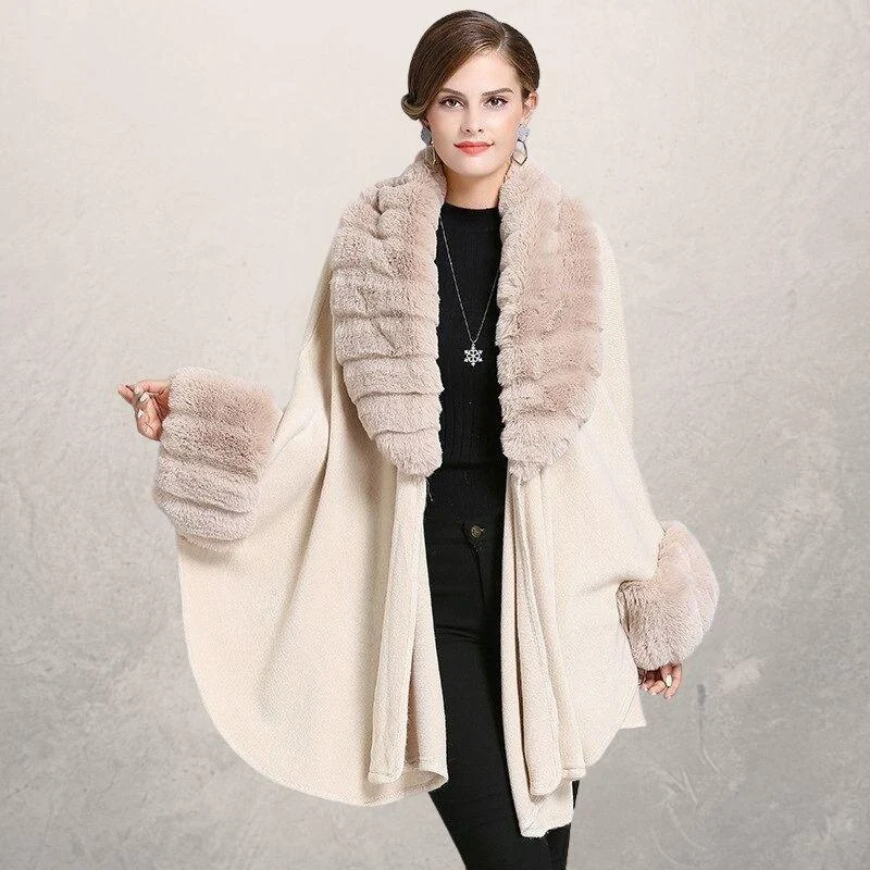 Title 3, Oversized loose fox fur collar knitted cardigan...