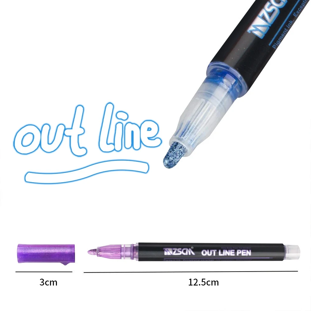 Title 3, Double line pen color hand account pen Create v...