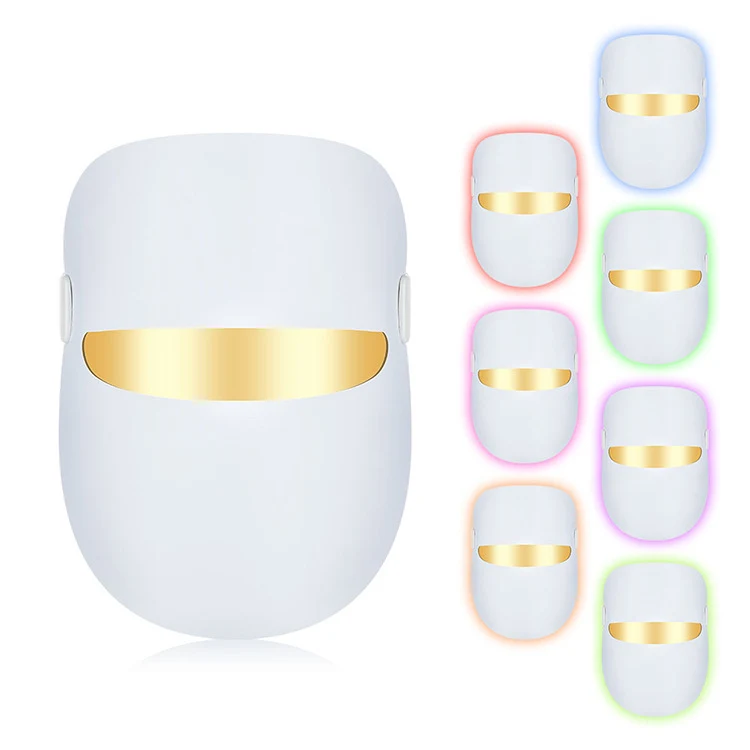 LED schoonheidsmasker met zeven kleuren spectrum. Huidverjonging, anti-aging, vermindering van rimpels en verbetering van de huid. — foto 8