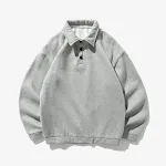 Polo con risvolto in tinta unita e velluto, un maglione ampio e morbido, perfetto per un look casual e caldo in inverno. — foto 5