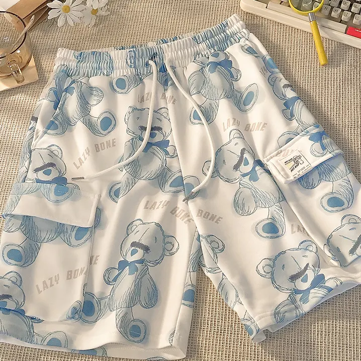 Title 3, Shorts Tide com estampa de urso e bolsos grande...