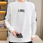 Men's Round Neck Long-sleeved Sweater, Trendy Loose Cotton Top. Comfortable and stylish, perfect for casual wear and eve — photo 3