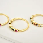 Anel de prata esterlina S925 com zircônias arco-íris para mulheres. Adicione um toque de cor vibrante e brilho deslumbrante ao seu visual! — foto 3