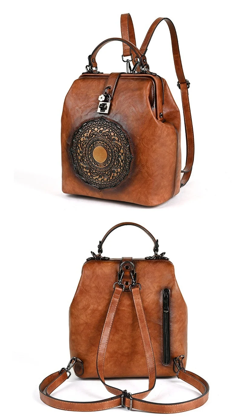 Title 10, Mochila Feminina Retro com Relevo para Viagens ...