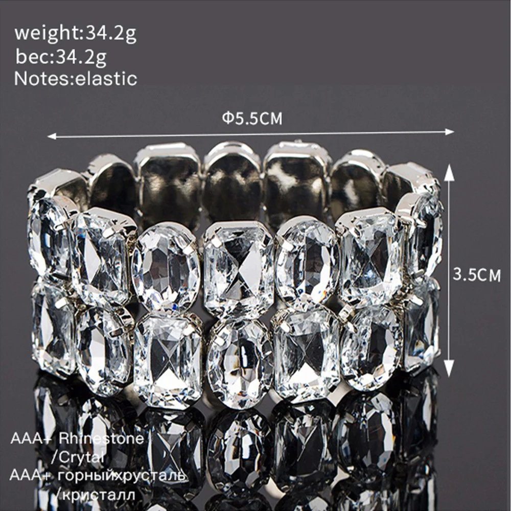 Pulseira de moda clássica com personalidade, combina com tudo, luxo e grandes strass. Adicione um toque de brilho e sofisticação ao seu visual. — foto 4
